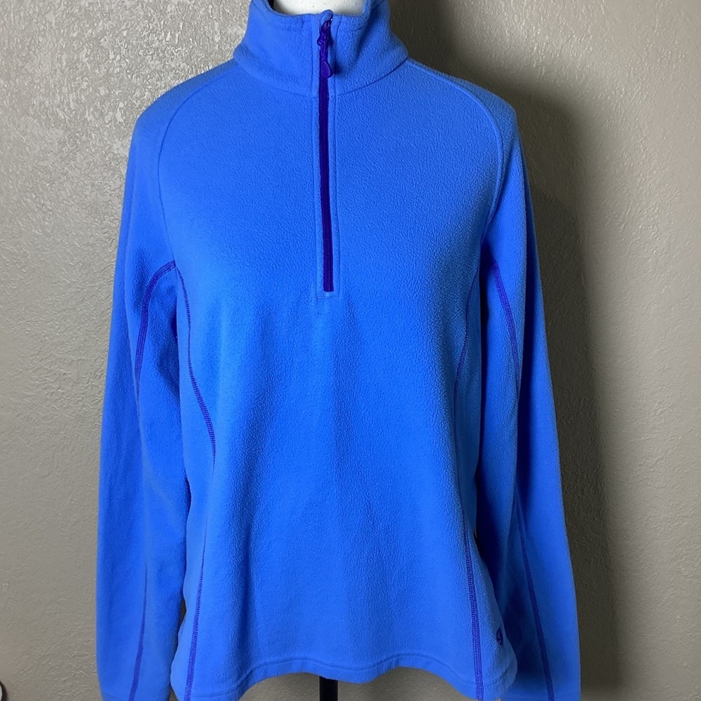 Mountain Hardwear Blue Quarter Zip Fleece, Women's Large, Retro 100%‎ Polyester